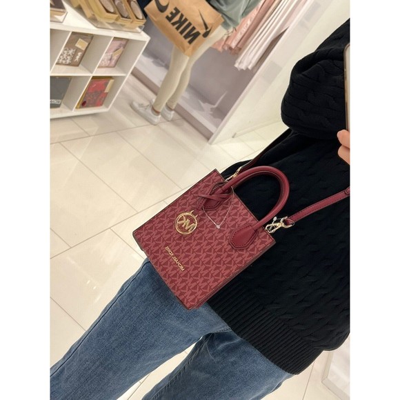 Michael Kors Extra Small Mercer Logo Crossbody Bag + Card Case Mulberry NWT $536 - Picture 12 of 14